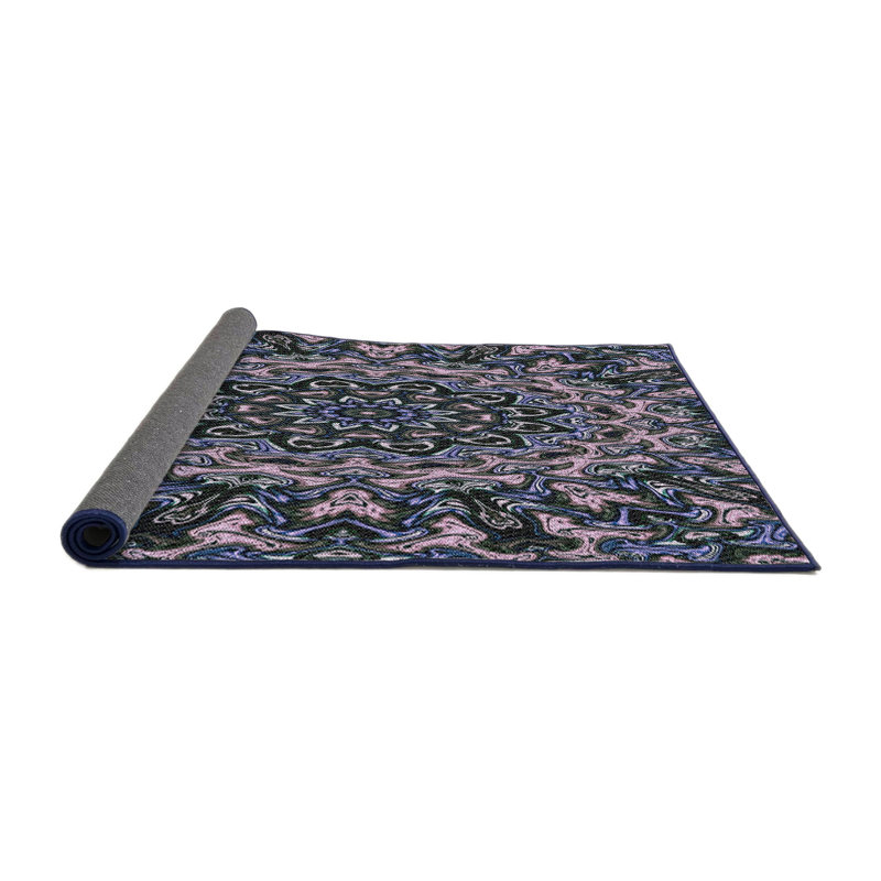 Tapis rose à motifs/mauves de zone, Rond 5 pi