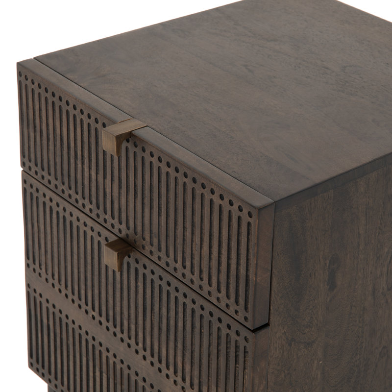 Kelby Vertical Filing Cabinet, Carved Vintage Brown