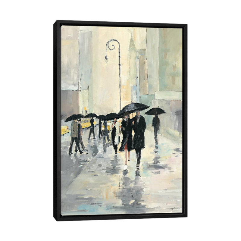 City In The Rain by Avery Tillmon - Painting on Canvas, Black Framed, 66.04 cm H x 45.72 cm W