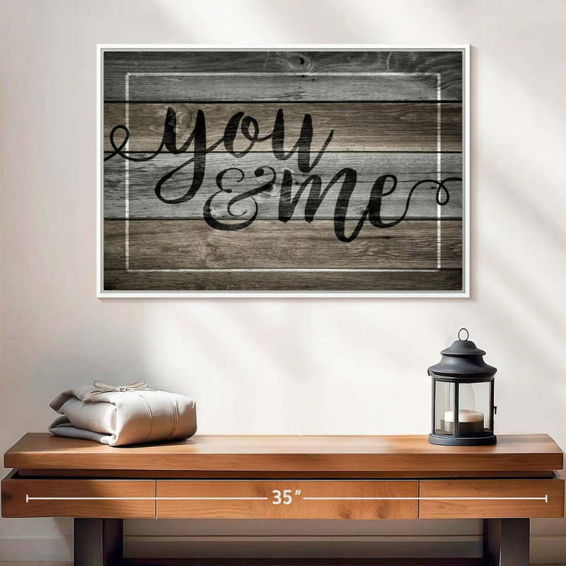 Plaque murale "You And Me", 46 po x 31 po, Cadre flottant en noyer