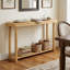 Canapé console de ferme à 2 niveaux de 46 po en bois massif à 2 niveaux, plateau de table imperméable et résistant aux égratignures et tablette de rangement ouverte, conception anti-basculement convenant au vestibule