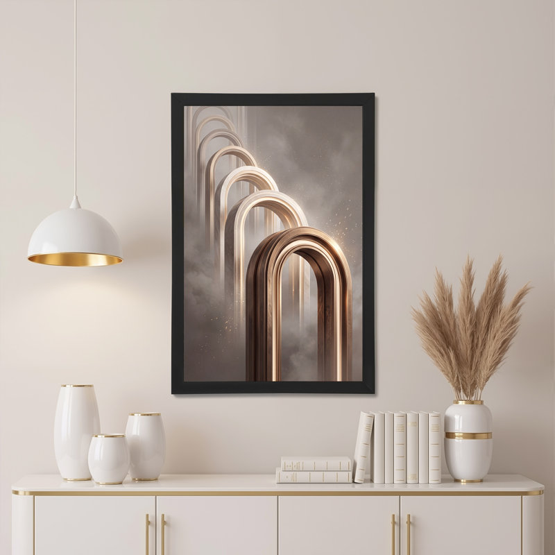 Art sur toile concentrique bronze Arches In Misty Fog, H 36 po x l 24 po