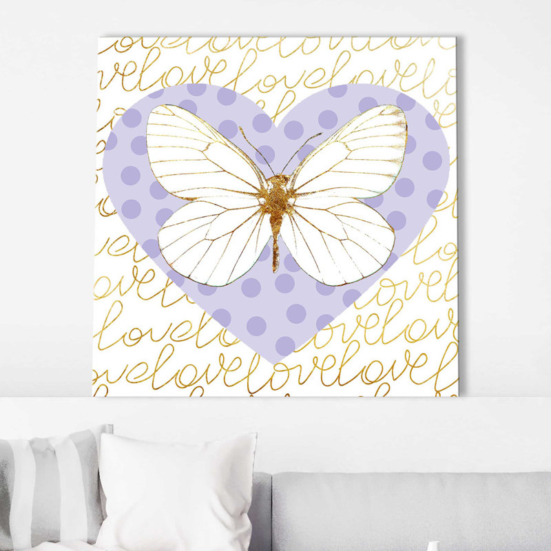 «Butterfly Love (Purple) (Square)» par Jodi - impression, H 28 po x l 28 po x P 1,5 po, Toile tendue