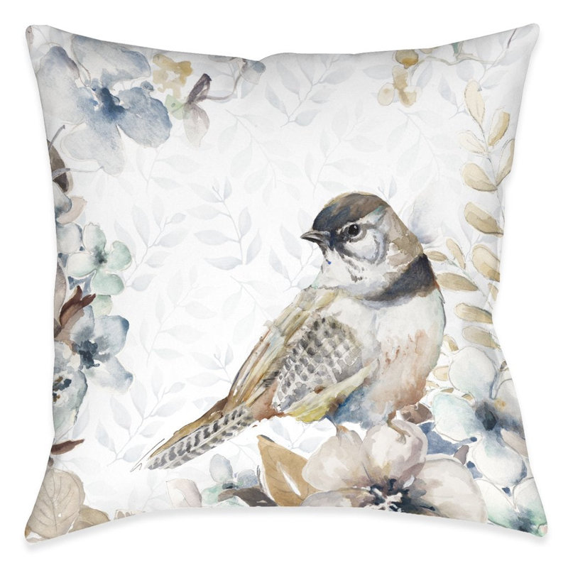 Coussin d'extérieur Wildflower Bird And Blooms
