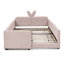 Charmants lits roses avec tête de lit à oreilles de lapin, tissu bouclé, pour les chambres confortables