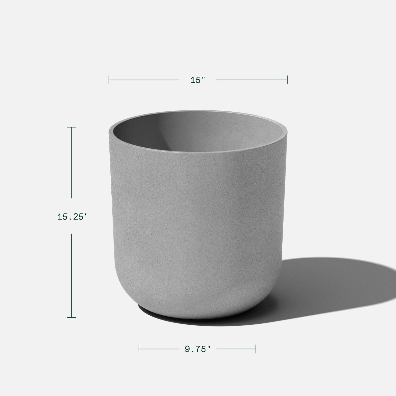 Mason Series Kona Planter, Gray, 2, 15.25" H x 15" W x 15" D