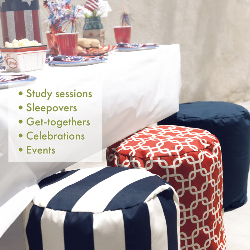 Navy Blue Micro-Velvet Small Pouf