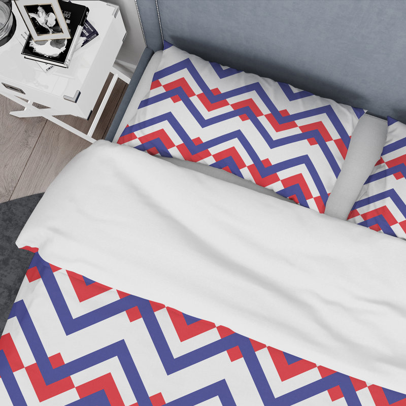 Ensemble de housse de couette en microfibre rouge / bleu 3 pièces