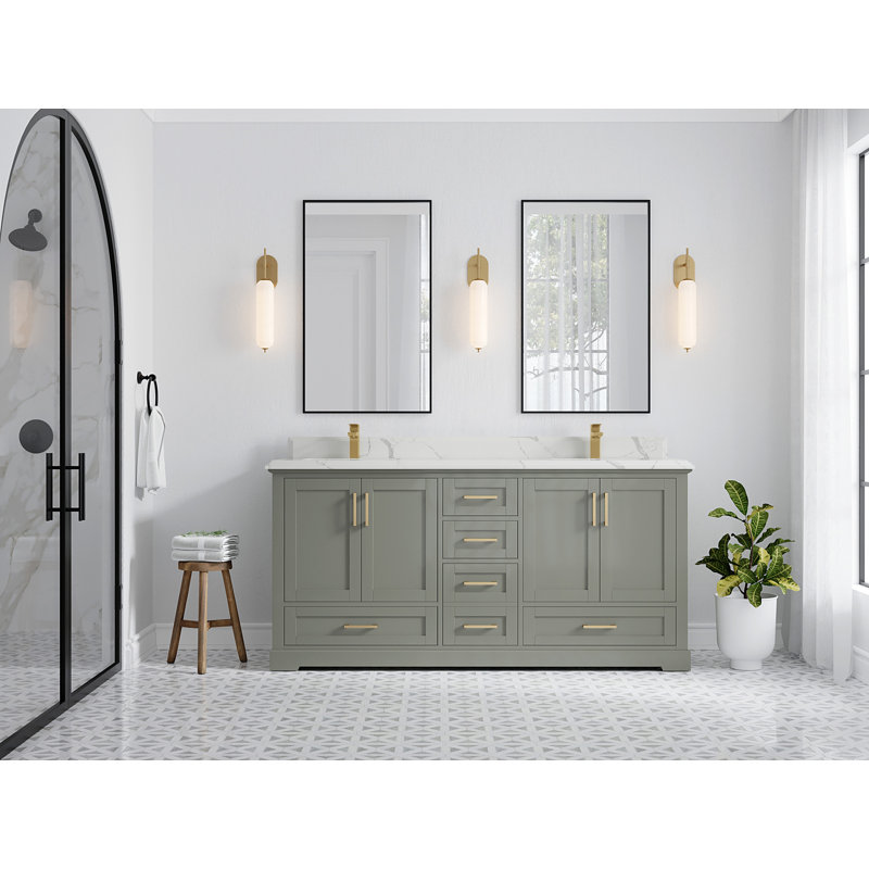 Ensemble de meuble-lavabo double 72 po Esin, Blanc