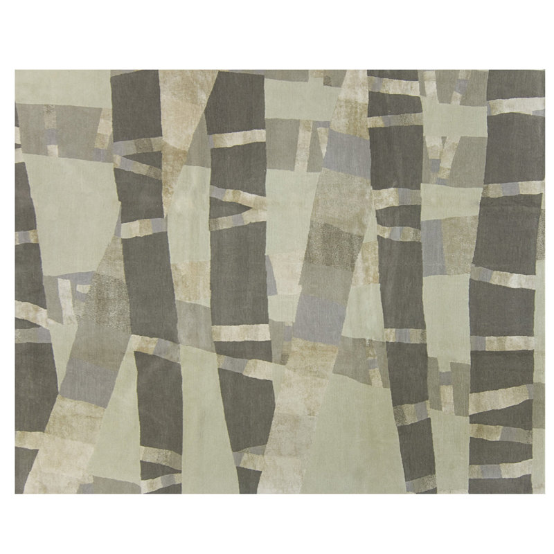 Bamboo Abstract Area Rug in Gray/Silver