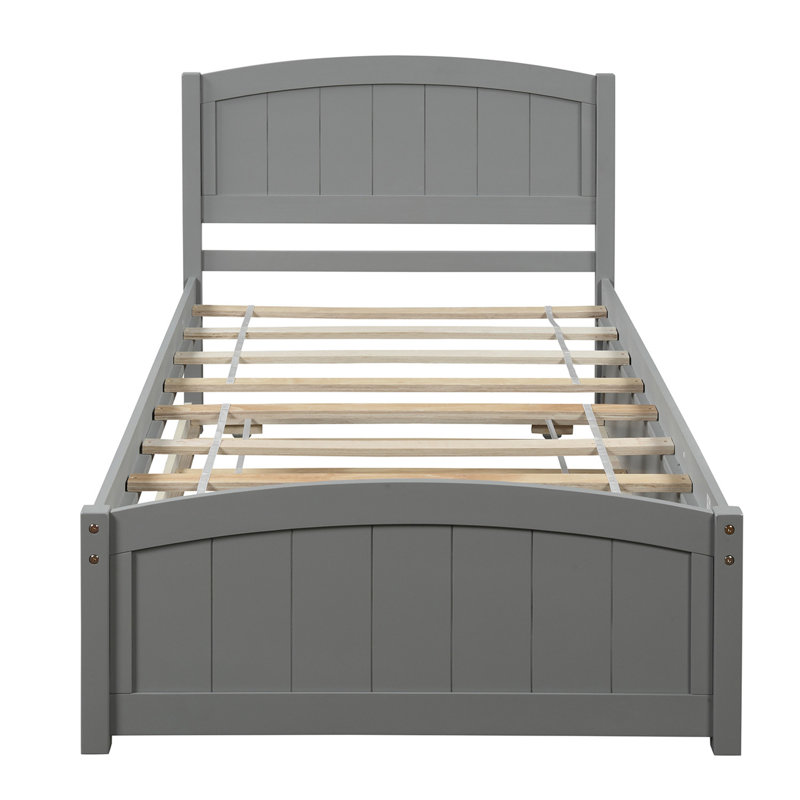 Platform Bed With Trundle, Gray