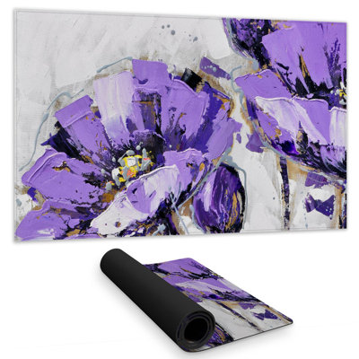 Purple abstract flowers - 14.00"x24.25" Desk mat