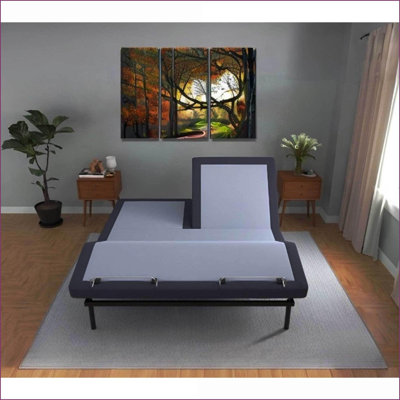 Base de lit réglable grand format avec plateau divisé avec réglage de la tête / du pied, massage et amp; Ports USB