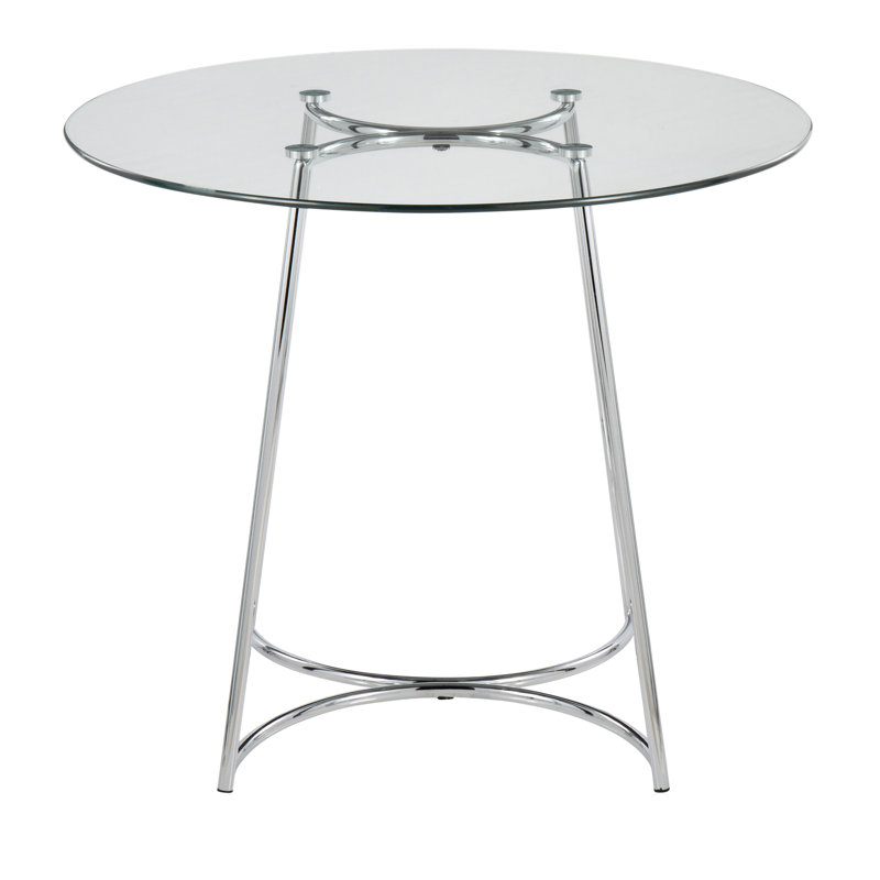 Contemporary/Glam Dinette Table in Steel with Clear Glass Top by LumiSource, Chrome 