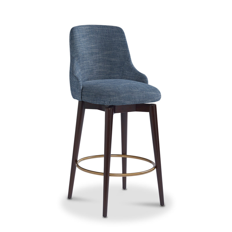Zoe Upholstered Stool, Bar Stool (30” Seat Height), Cobalt