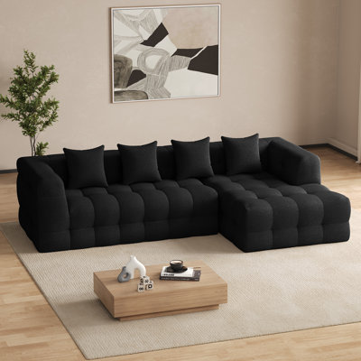 2 - Piece Upholstered Boneless Tufted Sectional Sofa Compression Sofa and Chaise