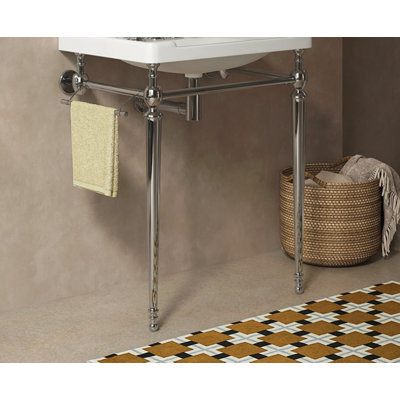 Console de salle de bain autoportante 28 po avec pieds en fer, sans lavabo et robinet, chrome