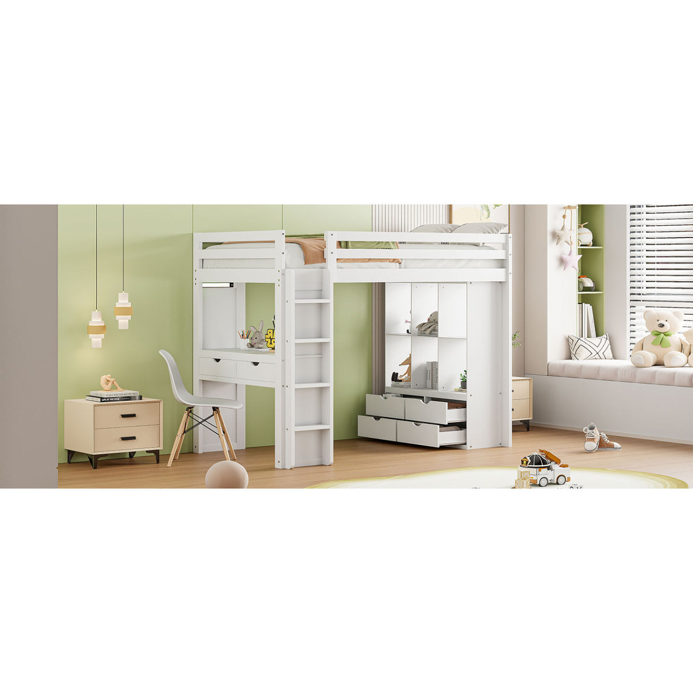 Latitude Run® Loft Bed With Large Shelveswriting Desk And Led - Wayfair ...