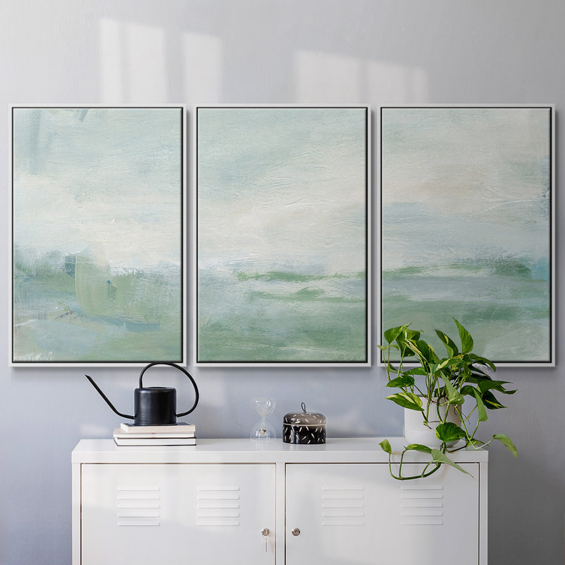 Coastal II - Toile encadrée multi-pièces, H 24 po x l 48 po x P 2 po, Blanc
