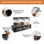 Contenants à café en verre avec tablette Organisateur de station de café 54Oz Cafés en verre noir Contenant à grains avec cuillère Ensemble de contenants à café pour la cuisine
