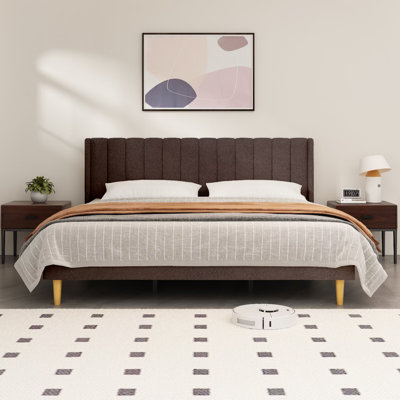 Deeb Vertical Channel Tufted Wingback Platform Bed