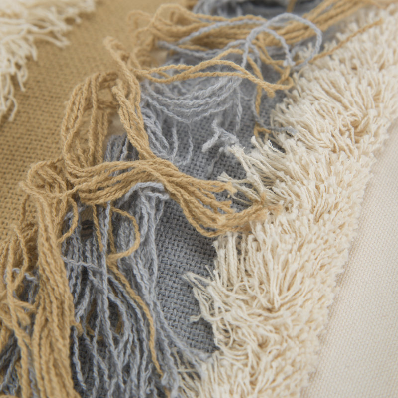 Small Multicolor Frayed Rectangular Bohemian Pillow
