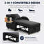 Canapé-lit/méridienne convertible 3 en 1 noir : dossier réglable, table dépliable et port de chargement USB-C – Canapé polyvalent pour salons et chambres à coucher-1031089961