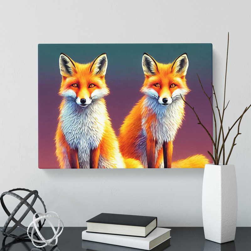 Two Foxes Vol.1 - Wrapped Canvas Print, 35cm H x 50cm W x 3cm D