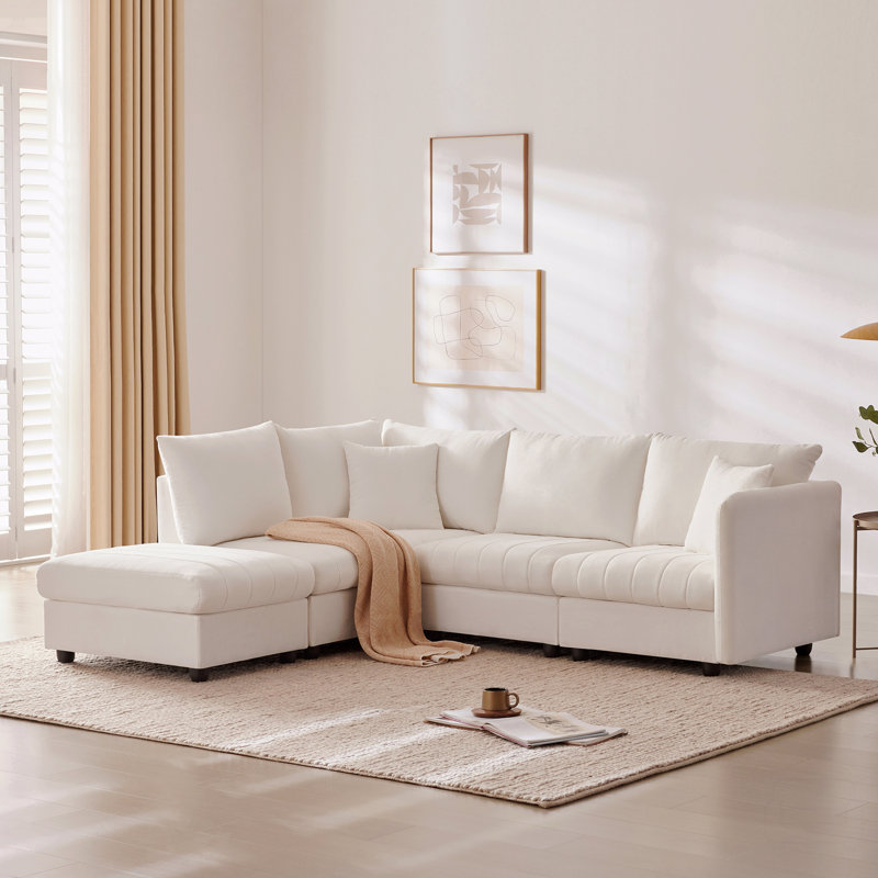 Canapé modulaire Emmilee, Tissu blanc