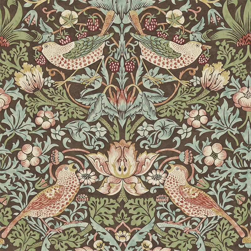 Strawberry Thief Wallpaper, Chocoalte/Slate
