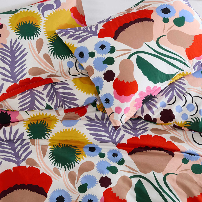 Marimekko Ojakellukka Cotton Duvet Cover Set, King Duvet Cover + 2 King Shams