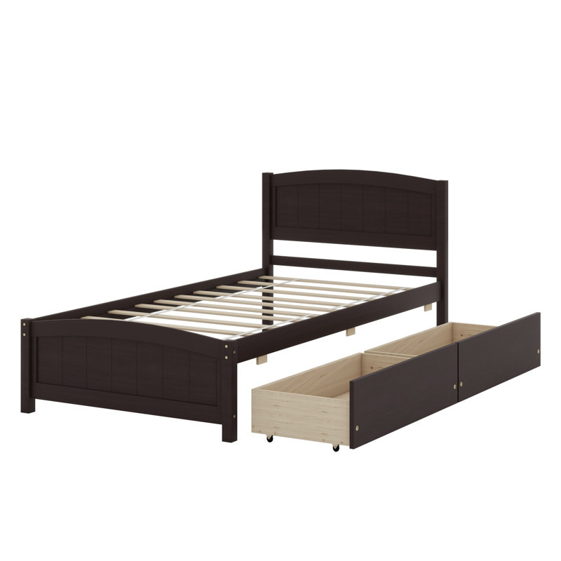 Lit plateforme avec deux tiroirs, Espresso