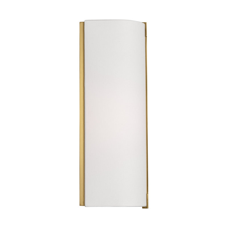 Thom Filicia Bergen 1 Light Bathroom Bedroom Wall Fixture With White Linen Shade, Burnished Brass