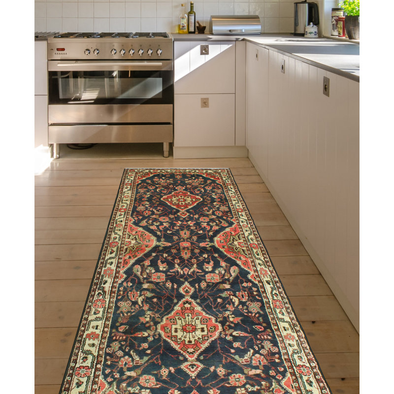 Fazia One-of-a-Kind 3'6" X 10'10" 1980s Runner Wool Area Rug Rust