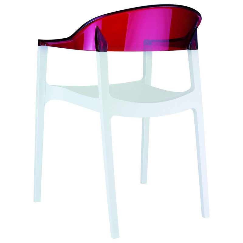 Fauteuil de salle à manger Stella, Blanc / Rouge transparent
