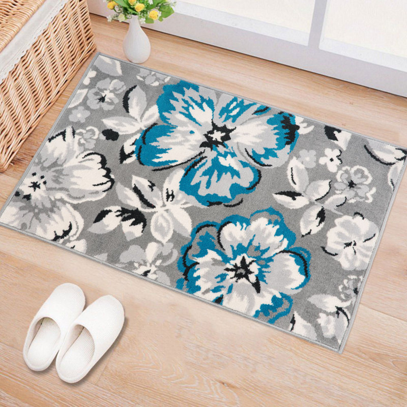 Rooshi Moroccan Blue/Gray/Ivory Area Rug, Rectangle 2' x 3'