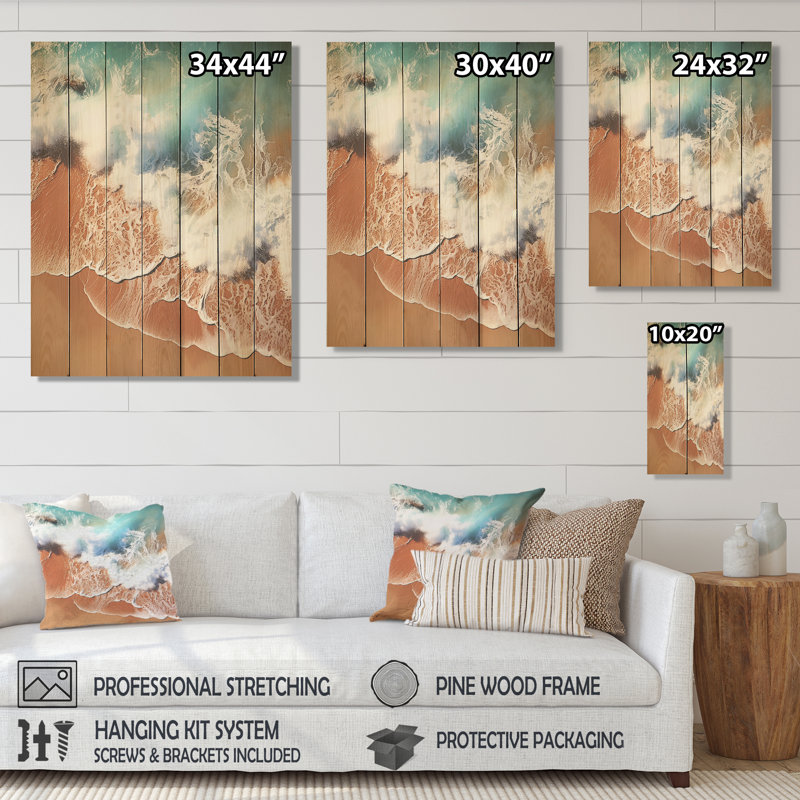 Vue aérienne de Rocky Beach IV - plage sur bois, H 20 po x l 10 po