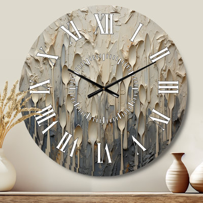 Beige And Grey Utensils - Food & Beverage White Face Wall Clock