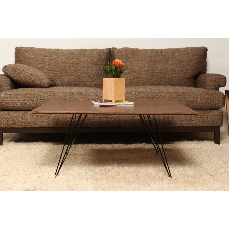 Williams Coffee Table, 18" H x 46" L x 40" W, Rose Copper, Walnut