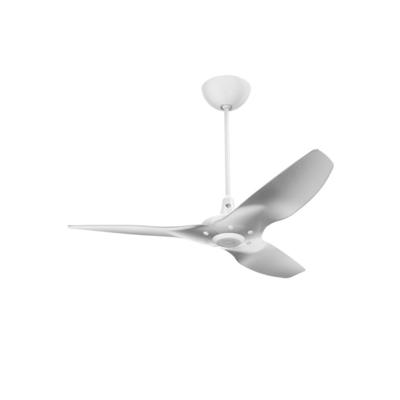Haiku Smart Downrod Ceiling Fan, White with Brushed Aluminum Blades, 84 inches