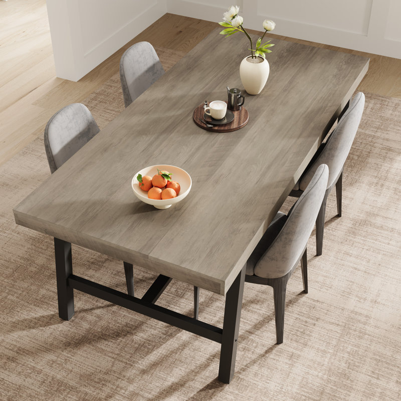 70.87 in Large Dining Table for 6-8 People, Gray Wood