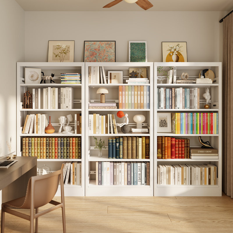 71" Metal Book Shelf,5 Tier Bookshelf With Adjustable Shelves,white Bookshleves And Bookcases,heavy Duty Library Book Case,modern Open Bookshelf For Living Room,bedroom,office (white)