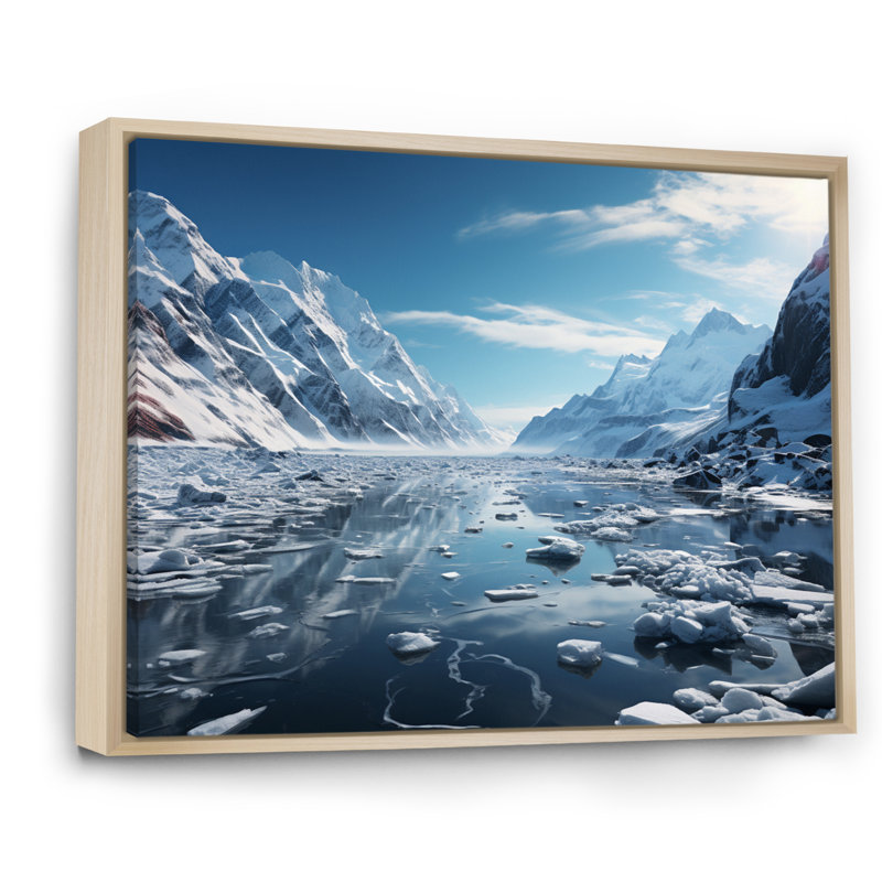 Bensky " Blue Glacier Frozen Eternity ", Natural Floater Framed, 16" H x 32" W x 1" D