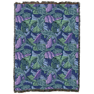 Pure Country Weavers William Morris Acanthus Leaves Sea Blanket XL - Arts & Crafts - Gift Tapestry Throw Woven from Cotton - Made in the USA (82x62)