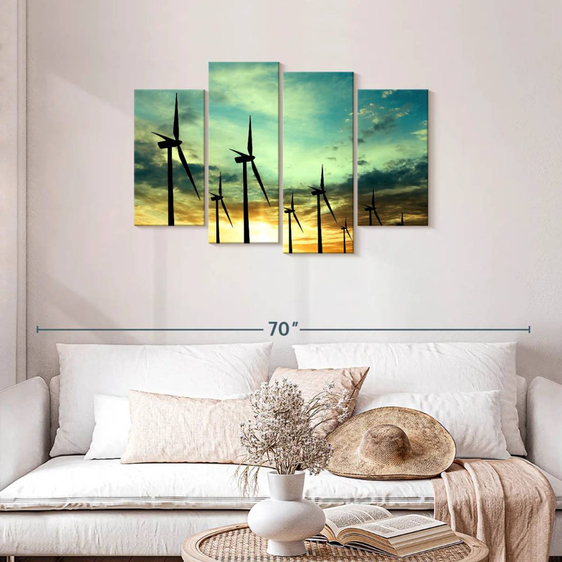 Windmills At Sunset, 27" H x 43" W