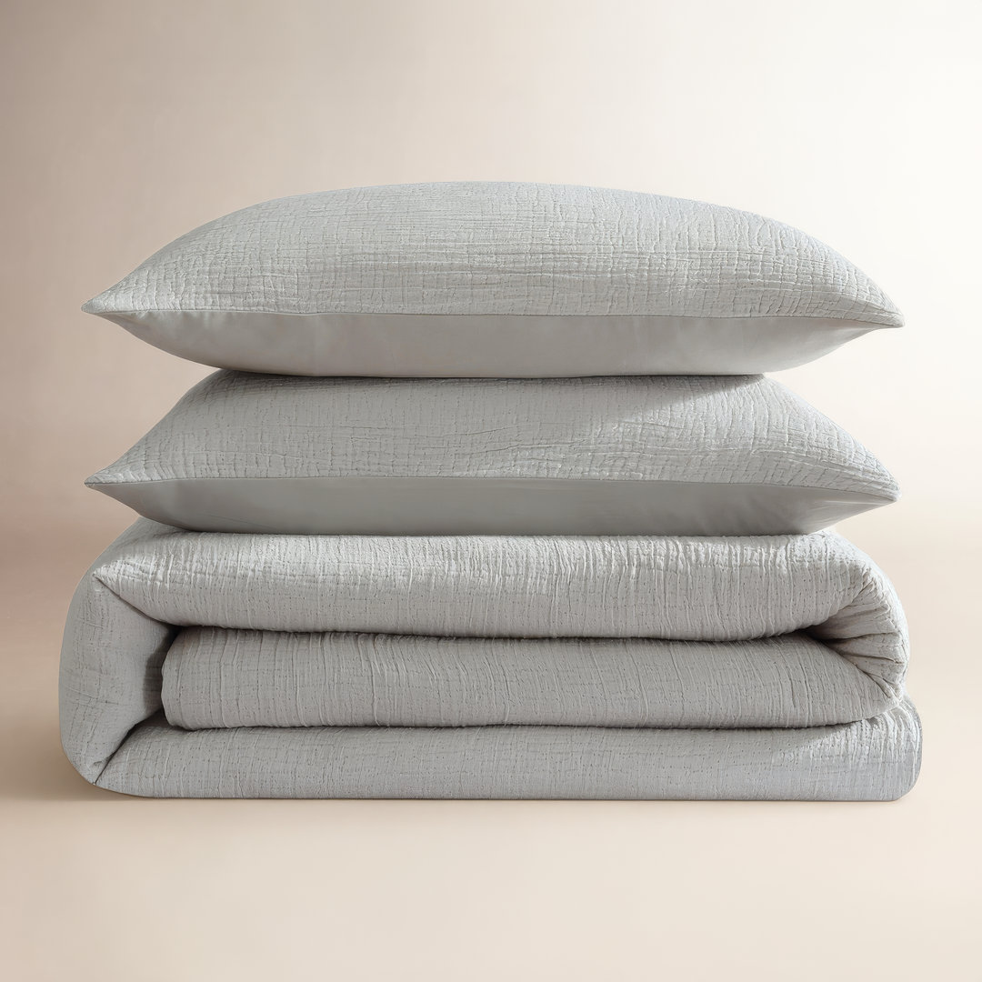 Calvin Klein Washed Texture Solid Cotton Duvet Cover Set Calvin Klein 
