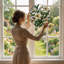 12"H Lily Flowers Stained Glass Window Panel-1825921434