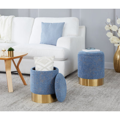 Callum Nesting Ottoman Set with Gold Metal Base