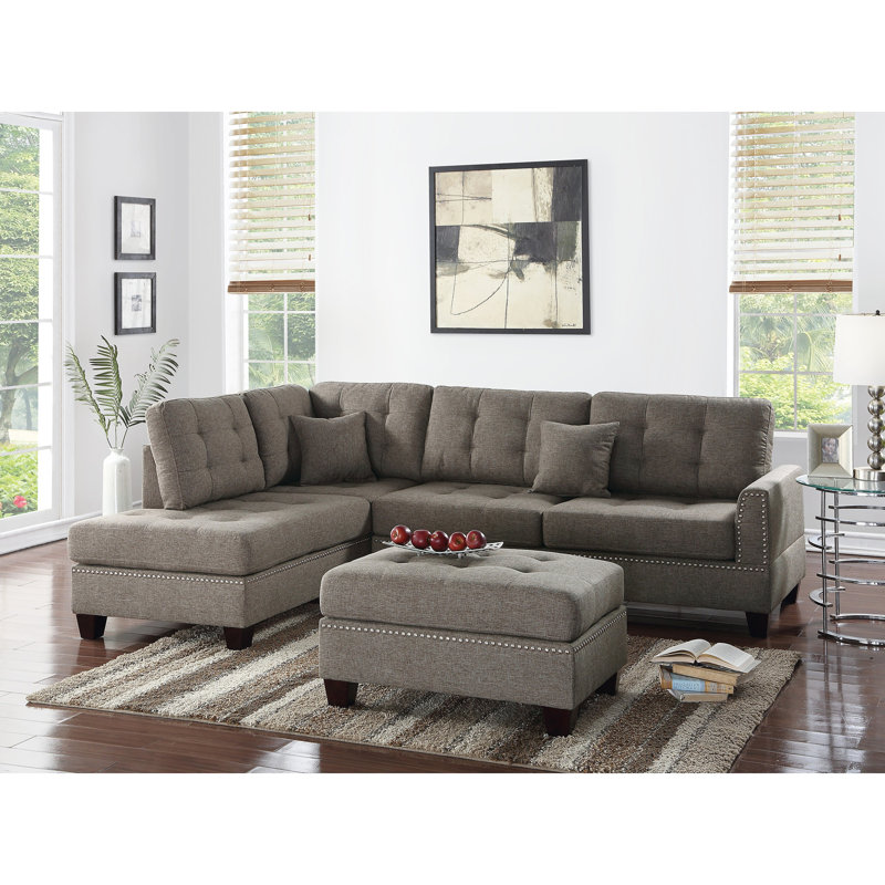 Canapé modulaire réversible 3 pièces Modern, Tissu café
