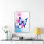 Papillon bleu avec fleurs roses, art mural simple sur toile, 12 po x 18 po